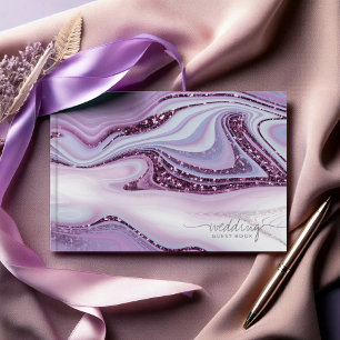 Abstrakter Glitzer Strata Wedding Lilac ID903 Gästebuch