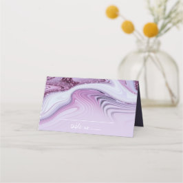 Abstrakter Glitzer Strata Wedding Lilac ID903 Platzkarte