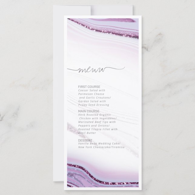 Abstrakter Glitzer Strata Wedding Menu 2 Lilac ID9 (Rückseite)