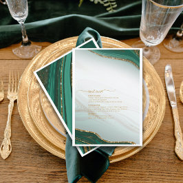 Abstrakter Glitzer Strata Wedding Menu Green ID903