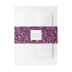Abstrakter Glitzer Strata Wedding Plum ID903 Einladungsbanderole