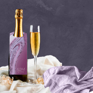 Abstrakter Glitzer Strata Wedding Plum ID903 Flaschenanhänger