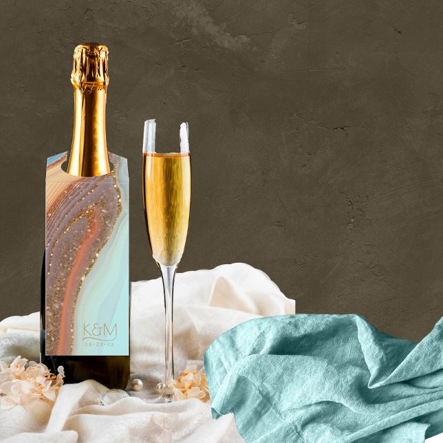 Abstrakter Glitzer Strata Wedding SB ID903 Flaschenanhänger (Wine Bottle In Situ)