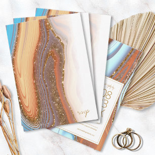 Abstrakter Glitzer Strata Wedding SW ID903 RSVP Karte
