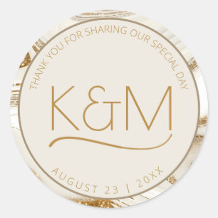 Abstrakter Glitzer Strata Wedding Vielen Dank, Ch  Runder Aufkleber