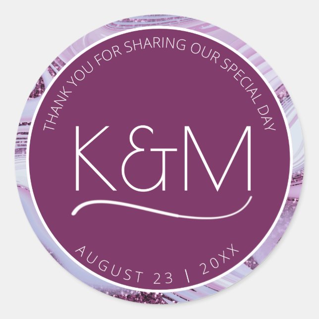 Abstrakter Glitzer Strata Wedding Vielen Dank Pl I Runder Aufkleber (Vorderseite)