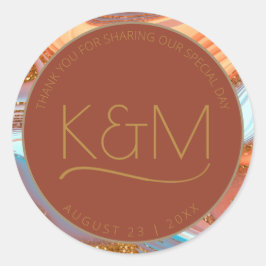 Abstrakter Glitzer Strata Wedding Vielen Dank Rt I Runder Aufkleber