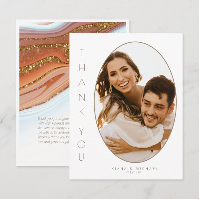 Abstrakter Glitzer Strata Wedding Vielen Dank SW I Dankeskarte (Vorne/Hinten)