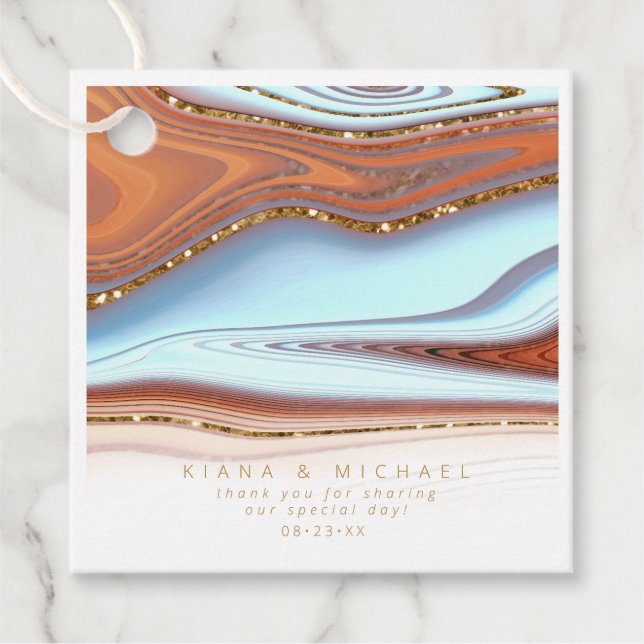 Abstrakter Glitzer Strata Wedding Vielen Dank SW I Geschenkanhänger (Vorderseite)