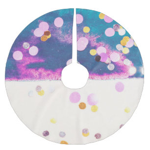 Abstrakter glitzernder blauer Wasserfarbensplash Polyester Weihnachtsbaumdecke