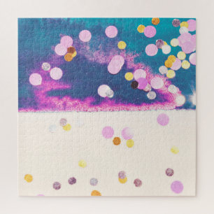 Abstrakter glitzernder blauer Wasserfarbensplash Puzzle