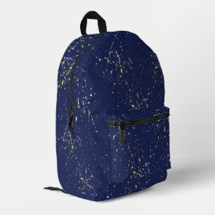 Abstrakter Gold Paint-Spritzer für Navy Blue Bedruckter Rucksack