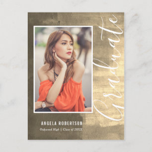 Abstrakter Golden Shimmer Foto Abschluss Einladungspostkarte