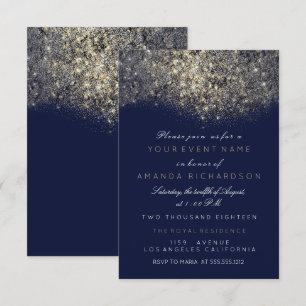 Abstrakter goldener funkelnder Glitter Blau Navy G Einladung