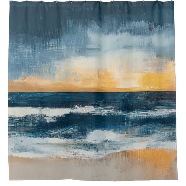 Abstrakter Goldener Horizont Duschvorhang (Vorderseite)