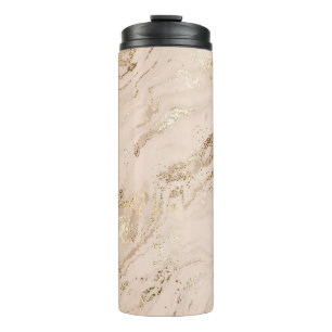 Abstrakter goldener Marmor mit glitzernden Wellen Thermosbecher