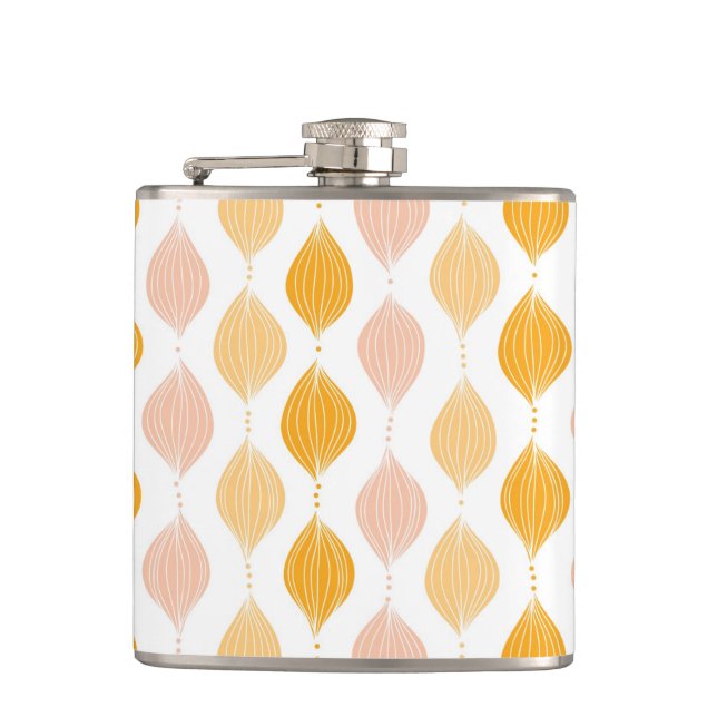 Abstrakter goldener ogee Musterhintergrund Flachmann (Vorderseite)