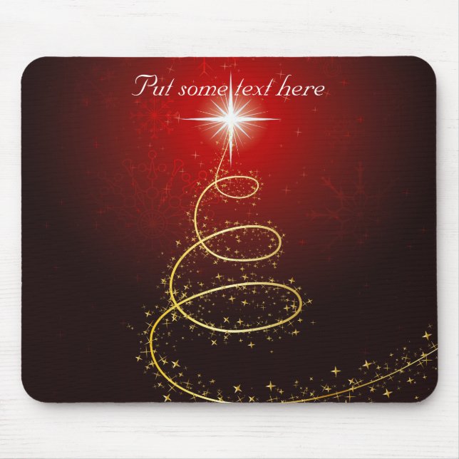 Abstrakter goldener Weihnachtsbaum auf glühendem R Mousepad (Vorne)