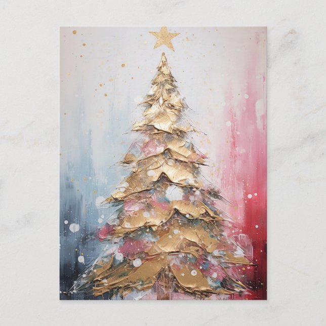 Abstrakter goldener Weihnachtsbaum Postkarte (Vorderseite)