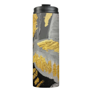 Abstrakter Goldhintergrund Luxus reich an Vintagen Thermosbecher