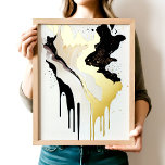 Abstrakter Goldmarmor und schwarze Tropfen Foliendrucke<br><div class="desc">Dieses Abstrakte Poster-Kunstwerk aus Gold und Schwarz-Tropfen ist ein atemberaubendes Kunstwerk, das verschiedene Texturen und Farben kombiniert, um ein visuell auffälliges Bild zu schaffen. Der Hintergrund des Posters ist ein luxuriöses Goldmarmor-Muster, mit Wirbel und Adern in verschiedenen Goldtönen, die ein Gefühl von Tiefe und Bewegung schaffen. Auf dem Marmorhintergrund sind...</div>
