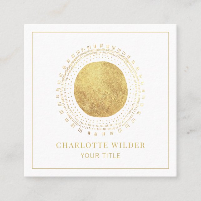 Abstrakter Goldumlaufplatz Quadratische Visitenkarte (Vorderseite)