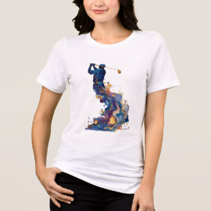Abstrakter Golfer-Schwung   Flüssige Tinte Wasserf Tri-Blend Shirt