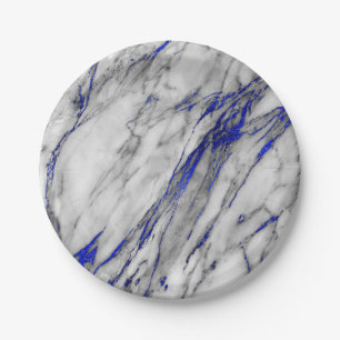 Abstrakter grauer blauer Marine-Marmor Pappteller