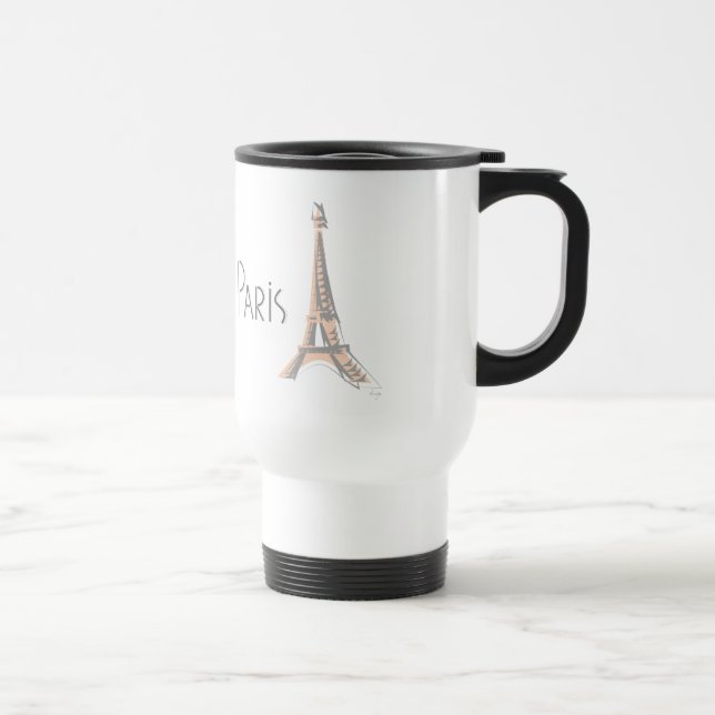 Abstrakter grauer Eiffel Turm PARIS Reisebecher (Rechts)