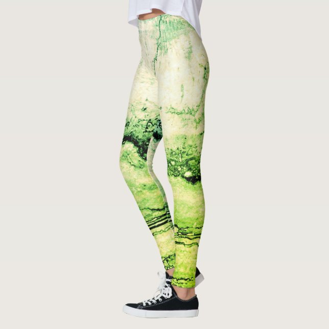 Abstrakter grüner Granit Leggings (Links)