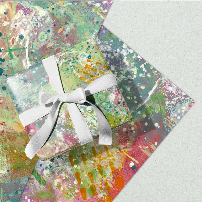 Abstrakter grüner Jeden Anlaß Geschenkpapier Set (Colorful Abstract Green All Occasion Wrapping Paper Sheets )