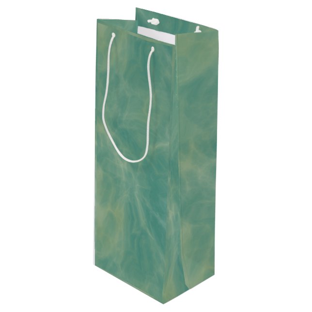 abstrakter grüner Marmor Geschenktüte Für Weinflaschen (Vorderseite Schrägansicht)