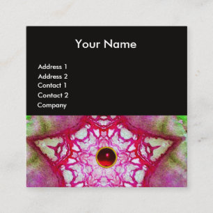 ABSTRAKTER GRÜNER ROTER STAR, RUBY GEMSTONE MONOGR QUADRATISCHE VISITENKARTE