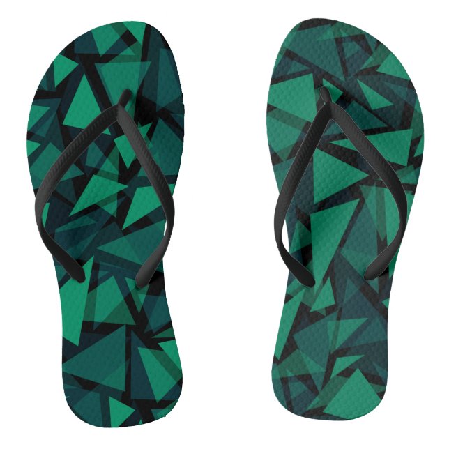 Abstrakter, grüner Smaragdpolygonaler Baum Flip Flops (Fußbett)