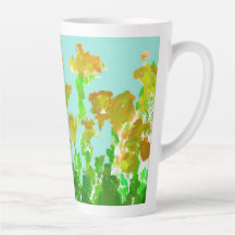 Abstrakter grüner und goldener Blumen-Tall-Latte-M