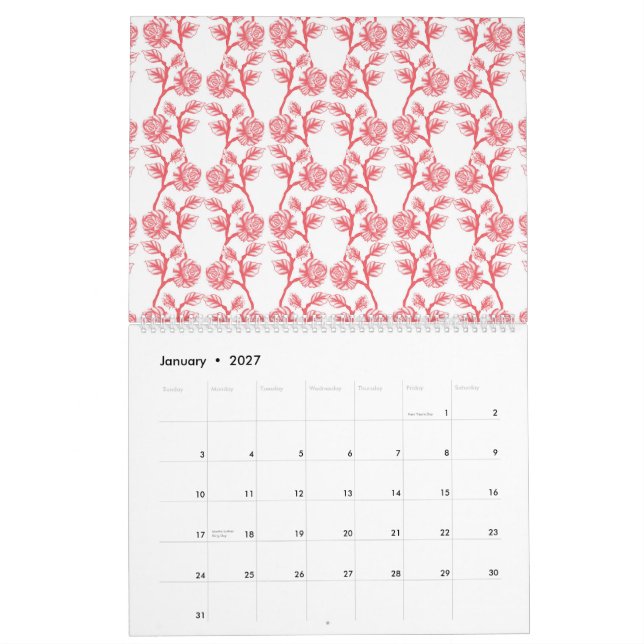 abstrakter, grüner und weißer Hintergrund Kalender (Jan 2027)