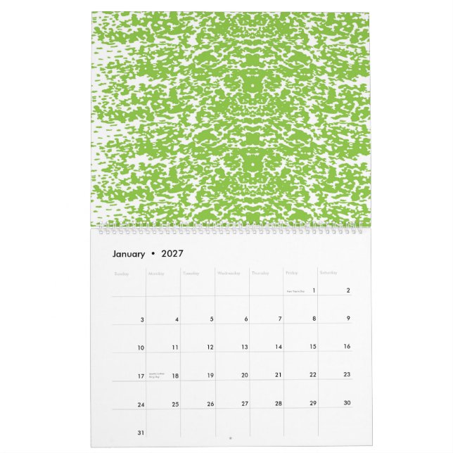 abstrakter, grüner und weißer Hintergrund Kalender (Jan 2027)