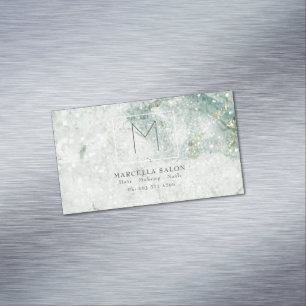Abstrakter Haarsalon Monogram aus Blaumarmor Magnetische Visitenkarte