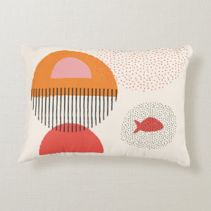 Abstrakter Halbkreis Dots Fische Pillow2 16" x 12" Dekokissen
