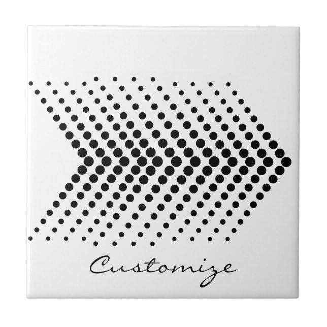 Abstrakter Halbton Circle Zigzag Chevrons Fliese (Vorderseite)