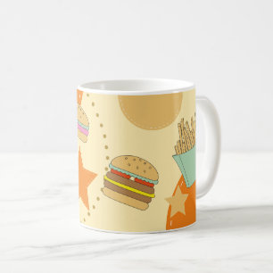Abstrakter Hamburger, Fries und Drink Set Design Kaffeetasse