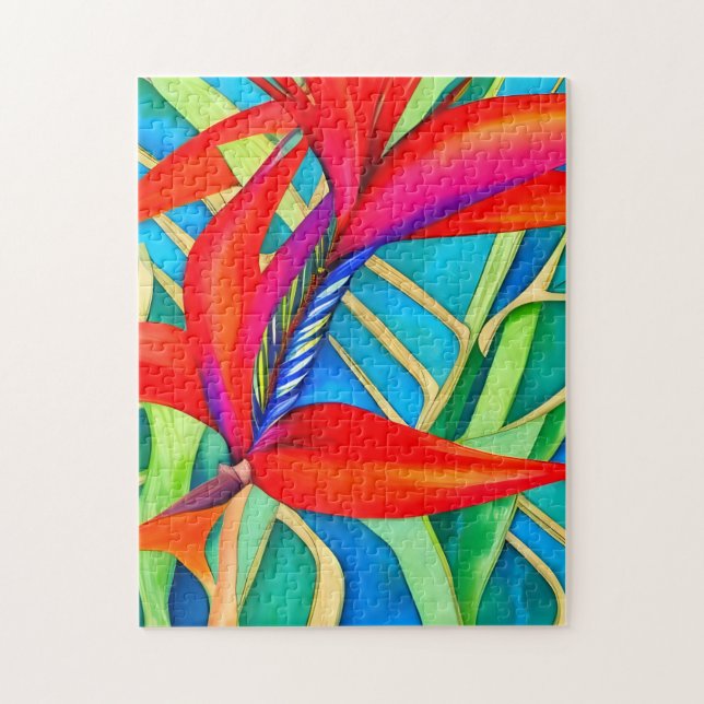 Abstrakter Hawaiianischer Vogel der Paradise-Blume Puzzle (Vertikal)