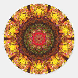 Abstrakter Herbst | Farbenfrohe Mandala Runder Aufkleber