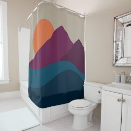 Abstrakter Herbst Herbstgebirge Landschaft Sonnenu Duschvorhang