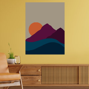 Abstrakter Herbst Herbstgebirge Landschaft Sonnenu Poster