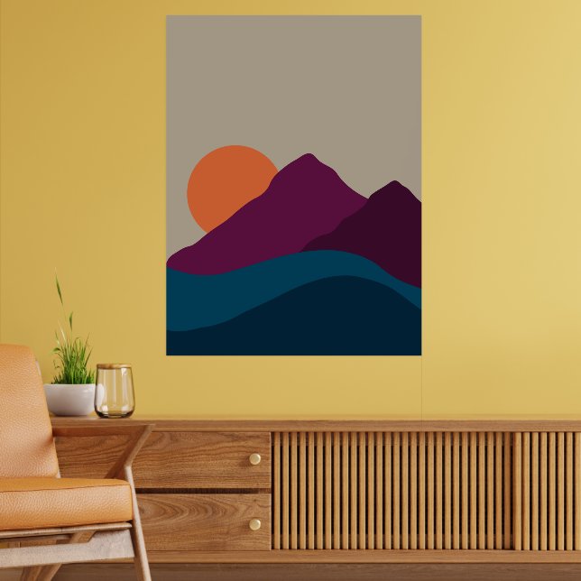 Abstrakter Herbst Herbstgebirge Landschaft Sonnenu Poster (Wohnzimmer 2)