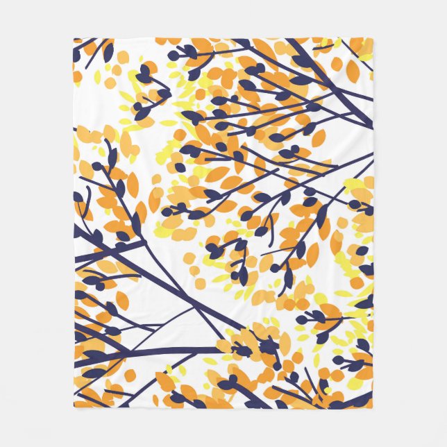 Abstrakter Herbstbaum Modernes Muster Fleecedecke (Vorderseite)