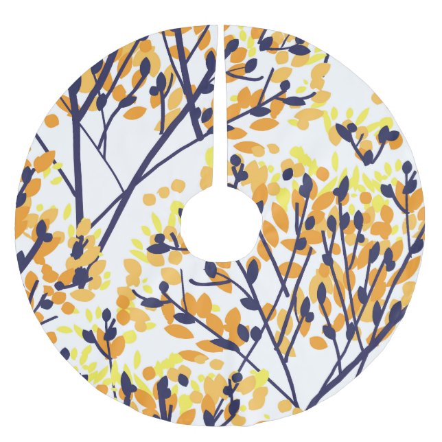 Abstrakter Herbstbaum Modernes Muster Polyester Weihnachtsbaumdecke (Vorderseite)