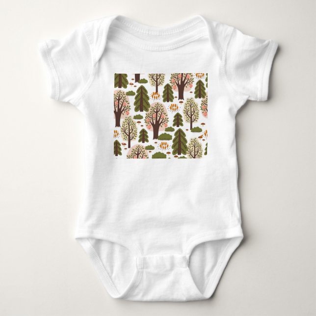 Abstrakter Herbstwald Nahtloses Muster Baby Strampler (Vorderseite)