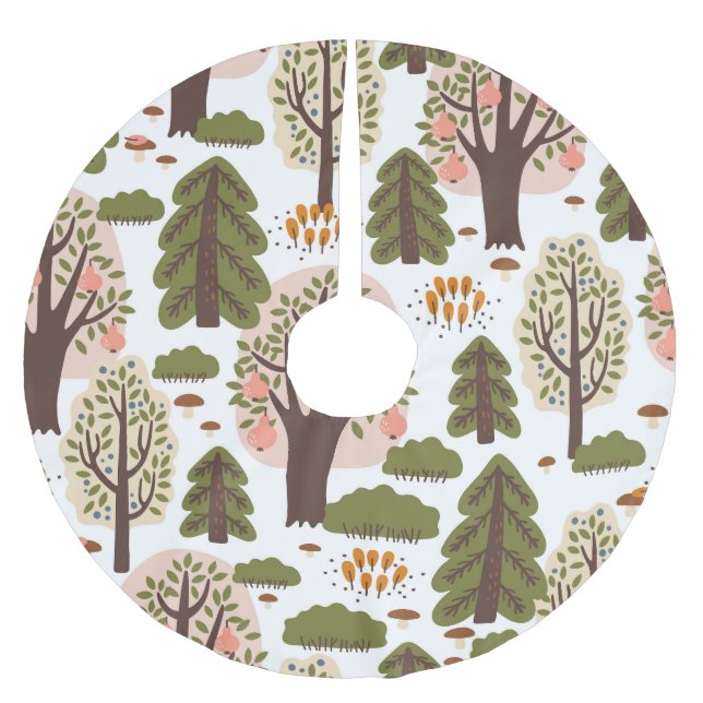 Abstrakter Herbstwald Nahtloses Muster Polyester Weihnachtsbaumdecke (Vorderseite)